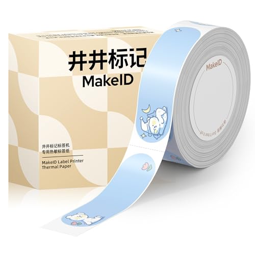 MakeID S1 Pro Etikettenpapierklebeband, authentische selbstklebende Etiketten | 15mm*50mm | 140 Stück (freches Bären-Etikett) von Makeid