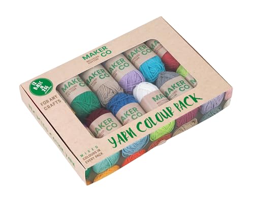 MakerCo - Recyceltes Baumwollgarn – 12 Packungen à 25 g je Farbe von MakerCo