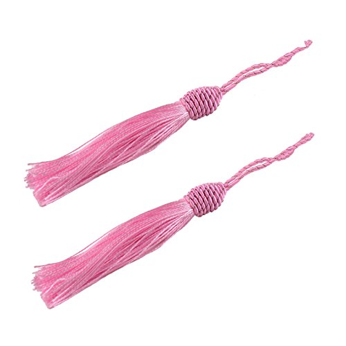 20pcs 6 Zoll Silky Floss Lesezeichen Quasten mit 2 Zoll Kabel Schleife und Kleinen Chinesischen Knoten für Schmuckherstellung, Souvenir, Lesezeichen, DIY Handwerk Zubehör (Hell-Pink) von Makhry