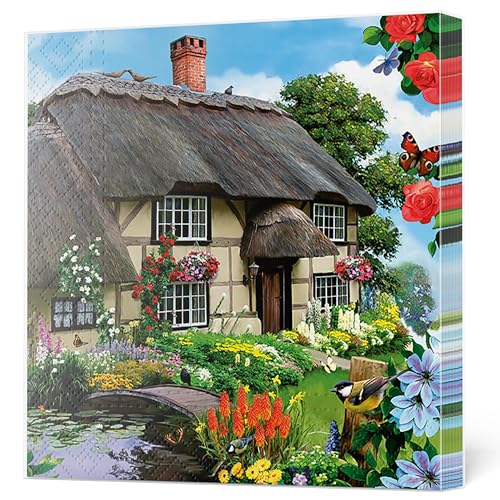 Maki 3-lagige Seidenpapier-Servietten für Decoupage, Mittagessen, 33 cm x 33 cm, 20 Stück (Countryfield Cottage) von Maki