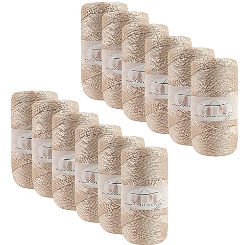 Makromecity 12 Strang Makramee Garn 2mm x 230m Premium Polyester Macrame Cord Polypropylene Yarn für Handwerk Wohndekorationen Platzteller Umhängetasche Handtasche Runner Schnullerkette 20 Farbe von Makromecity