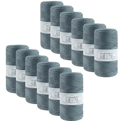 Makromecity 12 Strang Makramee Garn 2mm x 230m Premium Polyester Macrame Cord Polypropylene Yarn für Handwerk Wohndekorationen Platzteller Umhängetasche Handtasche Runner Schnullerkette 20 Farbe von Makromecity