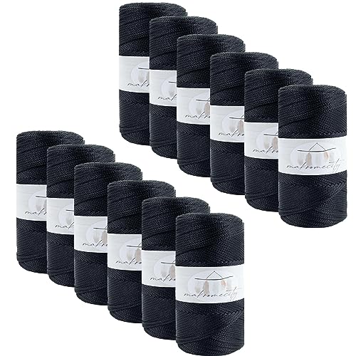 Makromecity 12 Strang Makramee Garn 2mm x 230m Premium Polyester Macrame Cord Polypropylene Yarn für Handwerk Wohndekorationen Platzteller Umhängetasche Handtasche Runner Schnullerkette 20 Farbe von Makromecity