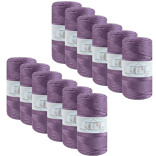 Makromecity 12 Strang Makramee Garn 2mm x 230m Premium Polyester Macrame Cord Polypropylene Yarn für Handwerk Wohndekorationen Platzteller Umhängetasche Handtasche Runner Schnullerkette 20 Farbe von Makromecity