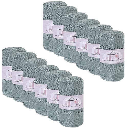 Makromecity 12 Strang Makramee Garn 2mm x 230m Premium Polyester Macrame Cord Polypropylene Yarn für Handwerk Wohndekorationen Platzteller Umhängetasche Handtasche Runner Schnullerkette 20 Farbe von Makromecity