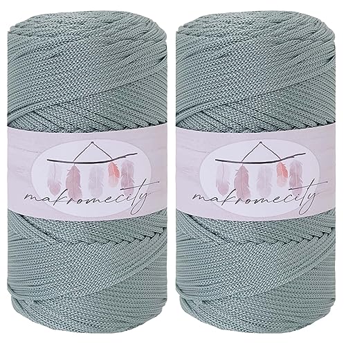 Makromecity 2 Strang Makramee Garn 2mm x 230m Premium Polyester Macrame Cord Polypropylene Yarn für Handwerk Wohndekorationen Platzteller Umhängetasche Handtasche Runner Schnullerkette 20 Farbe von Makromecity