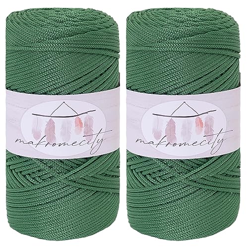 Makromecity 2 Strang Makramee Garn 2mm x 230m Premium Polyester Macrame Cord Polypropylene Yarn für Handwerk Wohndekorationen Platzteller Umhängetasche Handtasche Runner Schnullerkette 20 Farbe von Makromecity