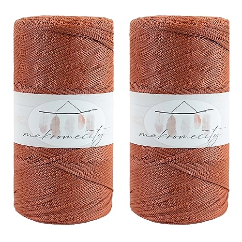 Makromecity 2 Strang Makramee Garn 2mm x 230m Premium Polyester Macrame Cord Polypropylene Yarn für Handwerk Wohndekorationen Platzteller Umhängetasche Handtasche Runner Schnullerkette 20 Farbe von Makromecity