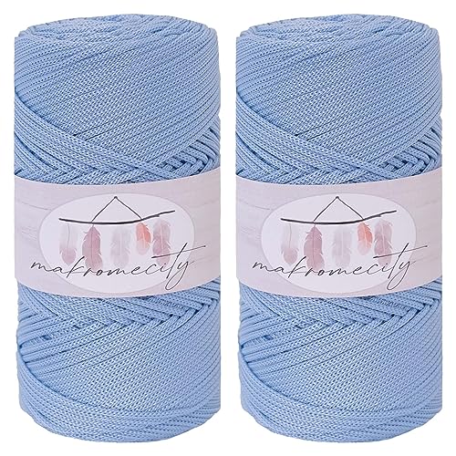 Makromecity 2 Strang Makramee Garn 2mm x 230m Premium Polyester Macrame Cord Polypropylene Yarn für Handwerk Wohndekorationen Platzteller Umhängetasche Handtasche Runner Schnullerkette 20 Farbe von Makromecity