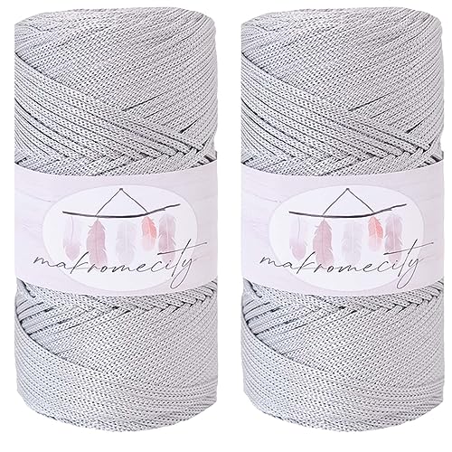 Makromecity 2 Strang Makramee Garn 2mm x 230m Premium Polyester Macrame Cord Polypropylene Yarn für Handwerk Wohndekorationen Platzteller Umhängetasche Handtasche Runner Schnullerkette 20 Farbe von Makromecity