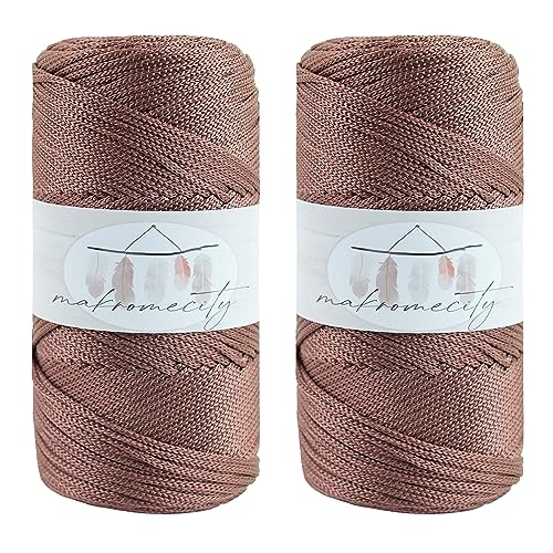 Makromecity 2 Strang Makramee Garn 2mm x 230m Premium Polyester Macrame Cord Polypropylene Yarn für Handwerk Wohndekorationen Platzteller Umhängetasche Handtasche Runner Schnullerkette 20 Farbe von Makromecity