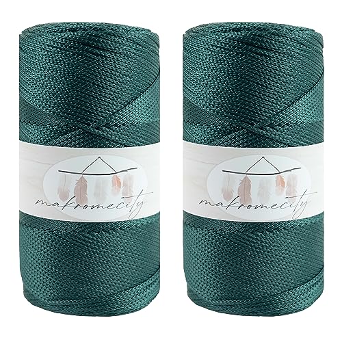 Makromecity 2 Strang Makramee Garn 2mm x 230m Premium Polyester Macrame Cord Polypropylene Yarn für Handwerk Wohndekorationen Platzteller Umhängetasche Handtasche Runner Schnullerkette 20 Farbe von Makromecity