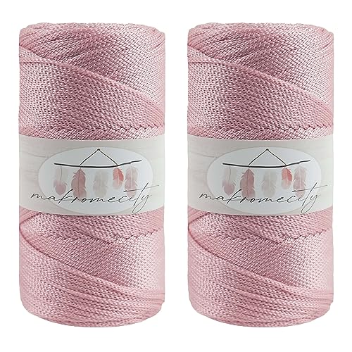 Makromecity 2 Strang Makramee Garn 2mm x 230m Premium Polyester Macrame Cord Polypropylene Yarn für Handwerk Wohndekorationen Platzteller Umhängetasche Handtasche Runner Schnullerkette 20 Farbe von Makromecity