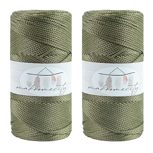 Makromecity 2 Strang Makramee Garn 2mm x 230m Premium Polyester Macrame Cord Polypropylene Yarn für Handwerk Wohndekorationen Platzteller Umhängetasche Handtasche Runner Schnullerkette 20 Farbe von Makromecity