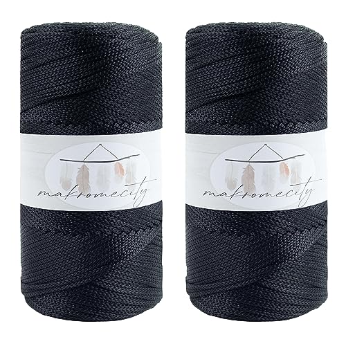 Makromecity 2 Strang Makramee Garn 2mm x 230m Premium Polyester Macrame Cord Polypropylene Yarn für Handwerk Wohndekorationen Platzteller Umhängetasche Handtasche Runner Schnullerkette 20 Farbe von Makromecity