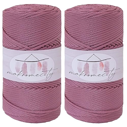 Makromecity 2 Strang Makramee Garn 2mm x 230m Premium Polyester Macrame Cord Polypropylene Yarn für Handwerk Wohndekorationen Platzteller Umhängetasche Handtasche Runner Schnullerkette 20 Farbe von Makromecity