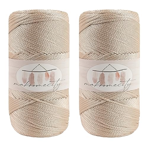 Makromecity 2 Strang Makramee Garn 2mm x 230m Premium Polyester Macrame Cord Polypropylene Yarn für Handwerk Wohndekorationen Platzteller Umhängetasche Handtasche Runner Schnullerkette 20 Farbe von Makromecity