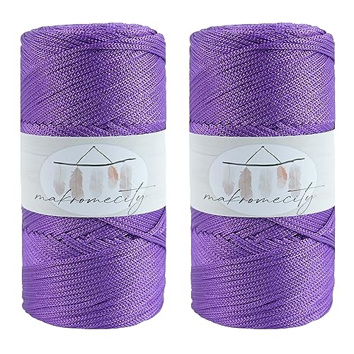 Makromecity 2 Strang Makramee Garn 2mm x 230m Premium Polyester Macrame Cord Polypropylene Yarn für Handwerk Wohndekorationen Platzteller Umhängetasche Handtasche Runner Schnullerkette 20 Farbe von Makromecity