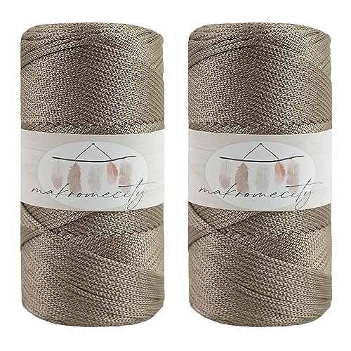 Makromecity 2 Strang Makramee Garn 2mm x 230m Premium Polyester Macrame Cord Polypropylene Yarn für Handwerk Wohndekorationen Platzteller Umhängetasche Handtasche Runner Schnullerkette 20 Farbe von Makromecity