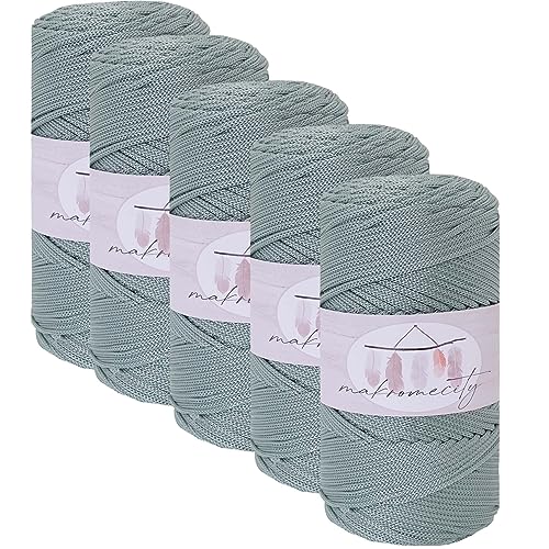 Makromecity 5 Strang Makramee Garn 2mm x 230m Premium Polyester Macrame Cord Polypropylene Yarn für Handwerk Wohndekorationen Platzteller Umhängetasche Handtasche Runner Schnullerkette 20 Farbe von Makromecity