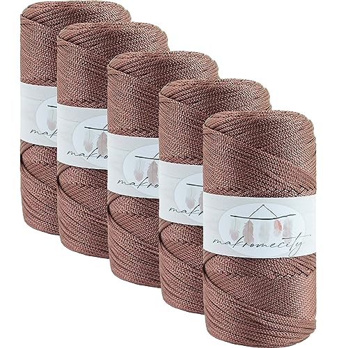 Makromecity 5 Strang Makramee Garn 2mm x 230m Premium Polyester Macrame Cord Polypropylene Yarn für Handwerk Wohndekorationen Platzteller Umhängetasche Handtasche Runner Schnullerkette 20 Farbe von Makromecity