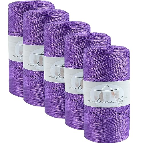 Makromecity 5 Strang Makramee Garn 2mm x 230m Premium Polyester Macrame Cord Polypropylene Yarn für Handwerk Wohndekorationen Platzteller Umhängetasche Handtasche Runner Schnullerkette 20 Farbe von Makromecity