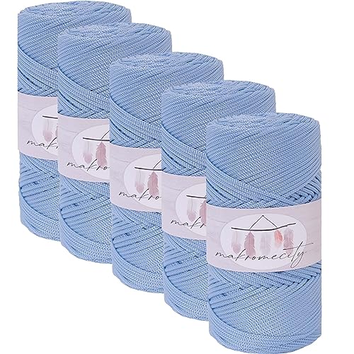 Makromecity 5 Strang Makramee Garn 2mm x 230m Premium Polyester Macrame Cord Polypropylene Yarn für Handwerk Wohndekorationen Platzteller Umhängetasche Handtasche Runner Schnullerkette 20 Farbe von Makromecity