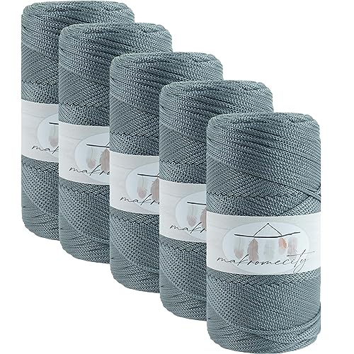 Makromecity 5 Strang Makramee Garn 2mm x 230m Premium Polyester Macrame Cord Polypropylene Yarn für Handwerk Wohndekorationen Platzteller Umhängetasche Handtasche Runner Schnullerkette 20 Farbe von Makromecity