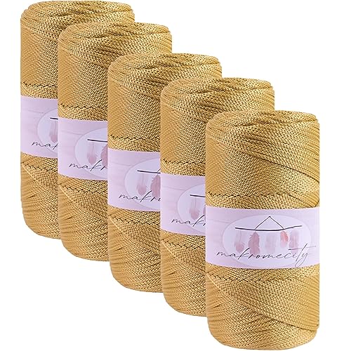 Makromecity 5 Strang Makramee Garn 2mm x 230m Premium Polyester Macrame Cord Polypropylene Yarn für Handwerk Wohndekorationen Platzteller Umhängetasche Handtasche Runner Schnullerkette 20 Farbe von Makromecity