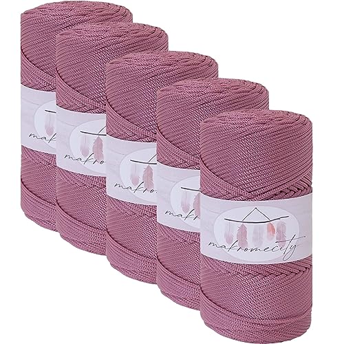 Makromecity 5 Strang Makramee Garn 2mm x 230m Premium Polyester Macrame Cord Polypropylene Yarn für Handwerk Wohndekorationen Platzteller Umhängetasche Handtasche Runner Schnullerkette 20 Farbe von Makromecity