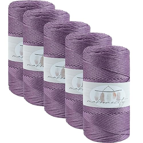 Makromecity 5 Strang Makramee Garn 2mm x 230m Premium Polyester Macrame Cord Polypropylene Yarn für Handwerk Wohndekorationen Platzteller Umhängetasche Handtasche Runner Schnullerkette 20 Farbe von Makromecity