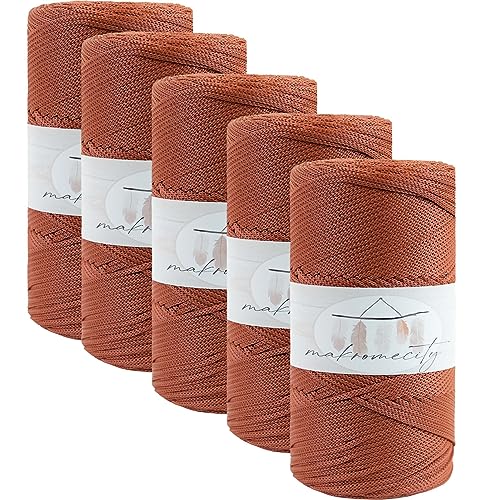 Makromecity 5 Strang Makramee Garn 2mm x 230m Premium Polyester Macrame Cord Polypropylene Yarn für Handwerk Wohndekorationen Platzteller Umhängetasche Handtasche Runner Schnullerkette 20 Farbe von Makromecity