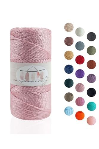 Makromecity Makramee Garn 2mm x 115m Premium Polyester Macrame Cord Polypropylene Yarn für Handwerk Wohndekorationen Platzteller Umhängetasche Handtasche Runner Schnullerkette 20 Farbe von Makromecity