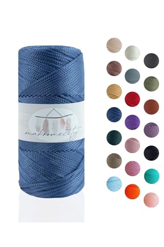 Makromecity Makramee Garn 2mm x 115m Premium Polyester Macrame Cord Polypropylene Yarn für Handwerk Wohndekorationen Platzteller Umhängetasche Handtasche Runner Schnullerkette 20 Farbe von Makromecity