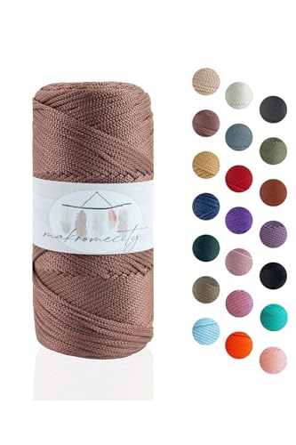 Makromecity Makramee Garn 2mm x 115m Premium Polyester Macrame Cord Polypropylene Yarn für Handwerk Wohndekorationen Platzteller Umhängetasche Handtasche Runner Schnullerkette 20 Farbe von Makromecity