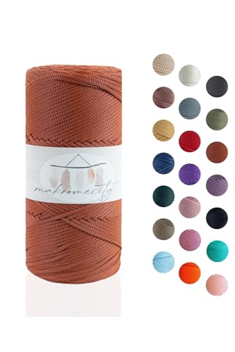 Makromecity Makramee Garn 2mm x 115m Premium Polyester Macrame Cord Polypropylene Yarn für Handwerk Wohndekorationen Platzteller Umhängetasche Handtasche Runner Schnullerkette 20 Farbe von Makromecity