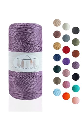 Makromecity Makramee Garn 2mm x 115m Premium Polyester Macrame Cord Polypropylene Yarn für Handwerk Wohndekorationen Platzteller Umhängetasche Handtasche Runner Schnullerkette 20 Farbe von Makromecity