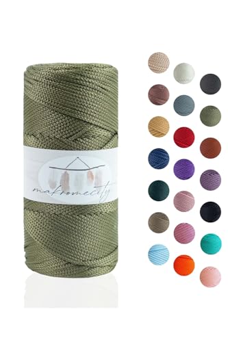 Makromecity Makramee Garn 2mm x 115m Premium Polyester Macrame Cord Polypropylene Yarn für Handwerk Wohndekorationen Platzteller Umhängetasche Handtasche Runner Schnullerkette 20 Farbe von Makromecity