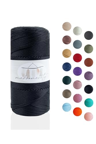 Makromecity Makramee Garn 2mm x 115m Premium Polyester Macrame Cord Polypropylene Yarn für Handwerk Wohndekorationen Platzteller Umhängetasche Handtasche Runner Schnullerkette 20 Farbe von Makromecity