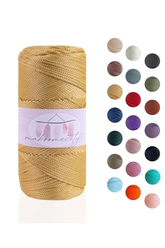 Makromecity Makramee Garn 2mm x 115m Premium Polyester Macrame Cord Polypropylene Yarn für Handwerk Wohndekorationen Platzteller Umhängetasche Handtasche Runner Schnullerkette 20 Farbe von Makromecity