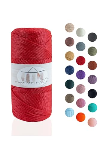 Makromecity Makramee Garn 2mm x 115m Premium Polyester Macrame Cord Polypropylene Yarn für Handwerk Wohndekorationen Platzteller Umhängetasche Handtasche Runner Schnullerkette 20 Farbe von Makromecity