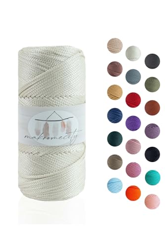 Makromecity Makramee Garn 2mm x 115m Premium Polyester Macrame Cord Polypropylene Yarn für Handwerk Wohndekorationen Platzteller Umhängetasche Handtasche Runner Schnullerkette 20 Farbe von Makromecity