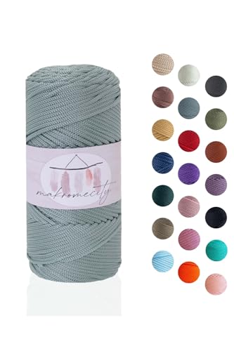 Makromecity Makramee Garn 2mm x 115m Premium Polyester Macrame Cord Polypropylene Yarn für Handwerk Wohndekorationen Platzteller Umhängetasche Handtasche Runner Schnullerkette 20 Farbe von Makromecity