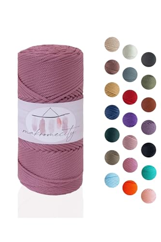 Makromecity Makramee Garn 2mm x 115m Premium Polyester Macrame Cord Polypropylene Yarn für Handwerk Wohndekorationen Platzteller Umhängetasche Handtasche Runner Schnullerkette 20 Farbe von Makromecity