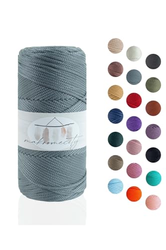 Makromecity Makramee Garn 2mm x 115m Premium Polyester Macrame Cord Polypropylene Yarn für Handwerk Wohndekorationen Platzteller Umhängetasche Handtasche Runner Schnullerkette 20 Farbe von Makromecity