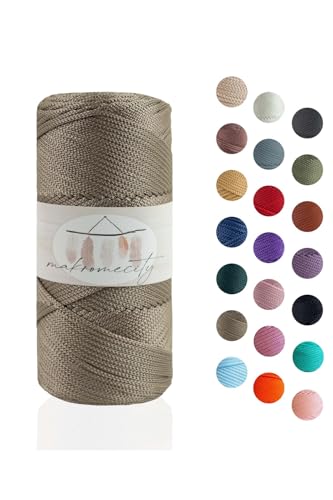 Makromecity Makramee Garn 2mm x 115m Premium Polyester Macrame Cord Polypropylene Yarn für Handwerk Wohndekorationen Platzteller Umhängetasche Handtasche Runner Schnullerkette 20 Farbe von Makromecity