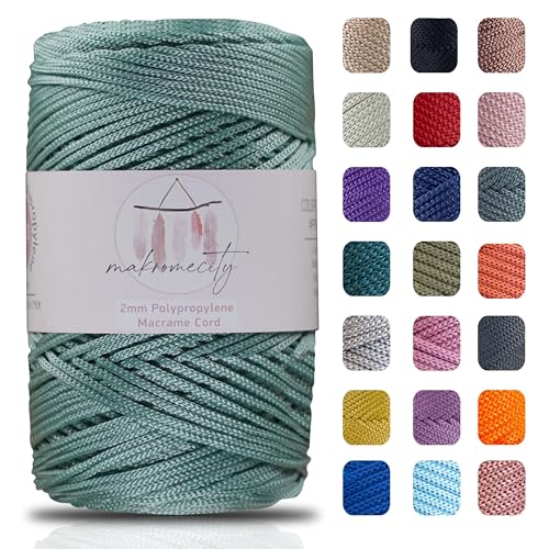 Makromecity Makramee Garn 2mm x 230m Premium Polyester Macrame Cord Polypropylene Yarn für Handwerk Wohndekorationen Platzteller Umhängetasche Handtasche Runner Schnullerkette 20 Farbe von Makromecity