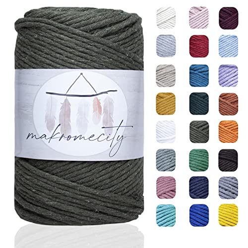 Makromecity Makramee Garn 3mm x 100m Premium Single Twisted Macrame Cord Baumwollgarn für Handwerk Schlüsselanhänger Wohndekorationen Platzteller Umhängetasche Handtasche Runner von Makromecity