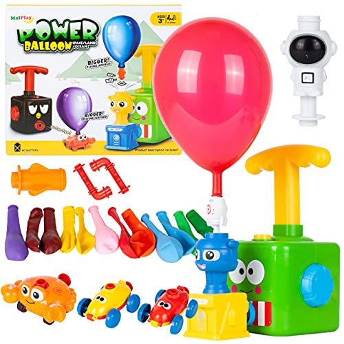 MalPlay Kinder Ballon Auto Spielzeug | Frosch | Trägheitsspielzeug | Kreativspielzeug | 12 Luftballons und 2 Autos | Geschenk für Kinder ab 3 Jahren von MalPlay