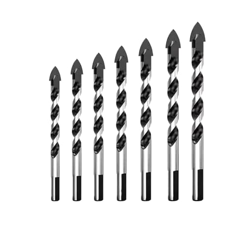 3-12mm Multifunktionales Dreieckbohrer-Diamantbohrer-Set for Keramikfliesen, Beton, Ziegel, Holz, Lochsäge, Metallbohrer(7 PCS Set Black) von MalUanqq